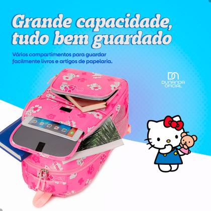 Imagem de Mochila Escolar Hello Kitty Infantil Feminina Reforçada Resistente Bolsa com Zíper e Alças Acolchoadas