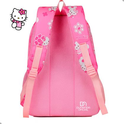 Imagem de Mochila Escolar Hello Kitty Infantil Feminina Reforçada Resistente Bolsa com Zíper e Alças Acolchoadas