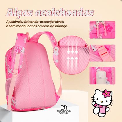 Imagem de Mochila Escolar Hello Kitty Infantil Feminina Reforçada Resistente Bolsa com Zíper e Alças Acolchoadas