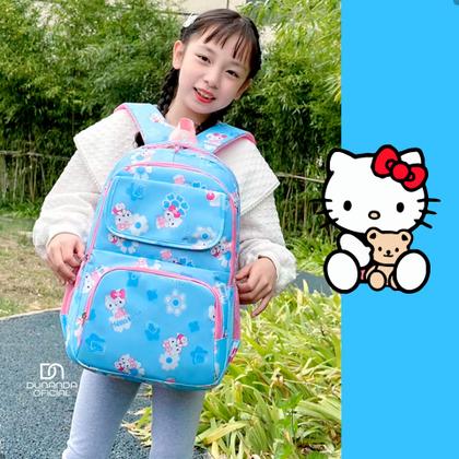 Imagem de Mochila Escolar Hello Kitty Infantil Feminina Reforçada Resistente Bolsa com Zíper e Alças Acolchoadas