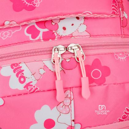 Imagem de Mochila Escolar Hello Kitty Infantil Feminina Reforçada Resistente Bolsa com Zíper e Alças Acolchoadas