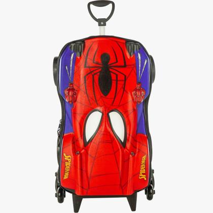 Imagem de Mochila Escolar Homem Aranha Carro Spider Man Com Três Rodinhas Marvel Infantil