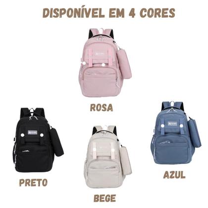 Imagem de Mochila Escolar Impermeável Bolsa Grande Reforçada Notebook
