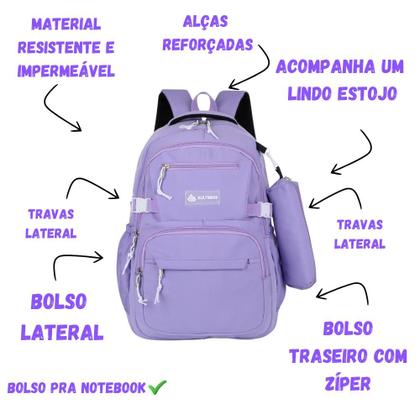 Imagem de Mochila Escolar Impermeável Bolsa Grande Reforçada Notebook