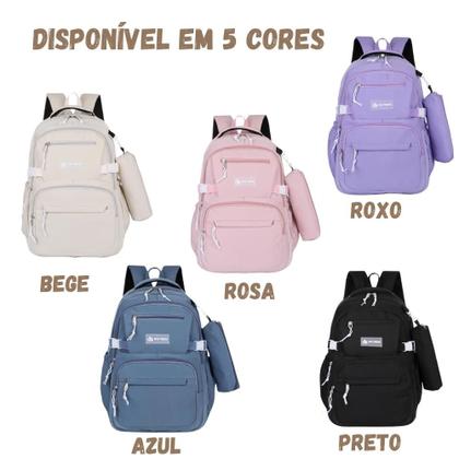 Imagem de Mochila Escolar Impermeável Bolsa Grande Reforçada Notebook