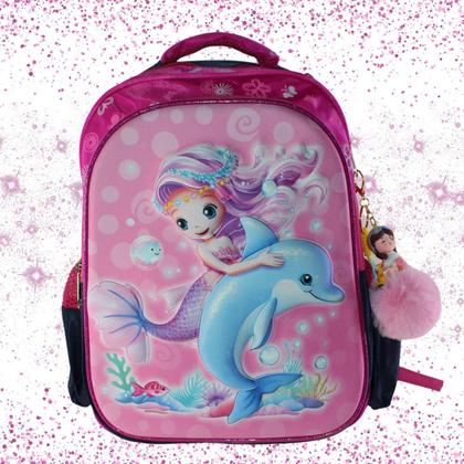 Imagem de Mochila Escolar Infantil 3D Alto Relevo Personagem:Sereia