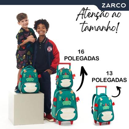 Imagem de Mochila Escolar Infantil Animais Detalhes 3D 13" Com Rodinhas e Alças Seanite