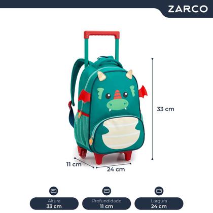 Imagem de Mochila Escolar Infantil Animais Detalhes 3D 13" Com Rodinhas e Alças Seanite