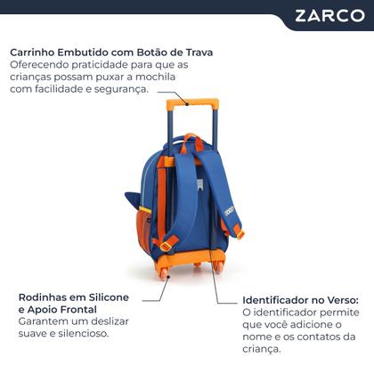 Imagem de Mochila Escolar Infantil Animais Detalhes 3D 13" Com Rodinhas e Alças Seanite