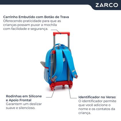 Imagem de Mochila Escolar Infantil Animais Detalhes 3D 13" Com Rodinhas e Alças Seanite