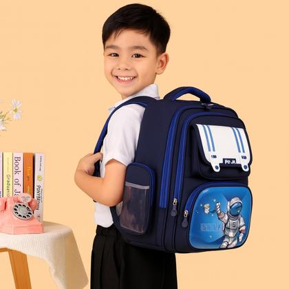 Imagem de Mochila Escolar Infantil Astronauta Impermeavel Espaçosa Menino Reforçada Proteção Lombar Vermelha