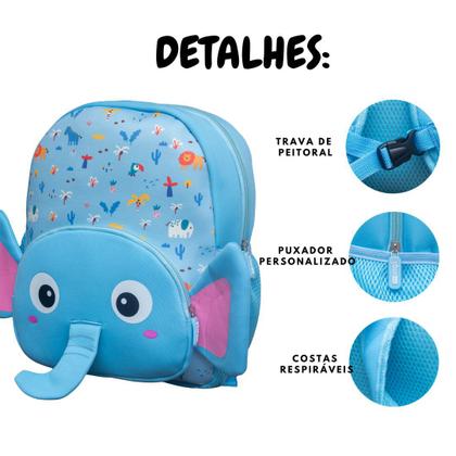 Imagem de Mochila Escolar Infantil Com Guia Creche Yin's Kids Elefantinho 12 (30cm)YS42320