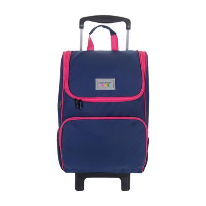 Imagem de Mochila Escolar Infantil Com Rodinhas Navy e Rosa Dermiwil