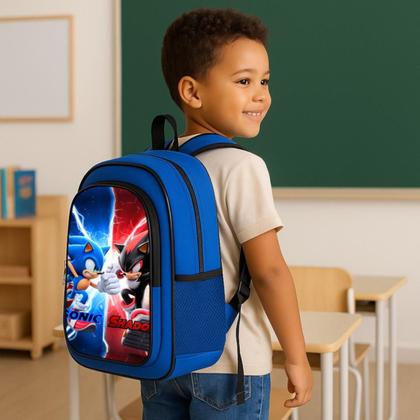Imagem de Mochila Escolar Infantil Costas Passeio Menino Masculino Grande Sonic