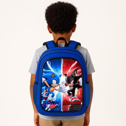 Imagem de Mochila Escolar Infantil Costas Passeio Menino Masculino Grande Sonic