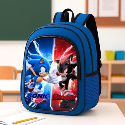 Imagem de Mochila Escolar Infantil Costas Passeio Menino Masculino Grande Sonic