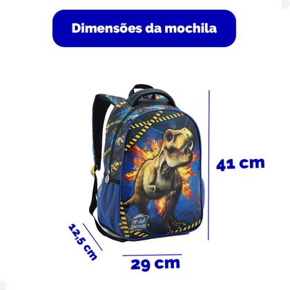 Imagem de Mochila Escolar Infantil Dinossauro Seanite Menino Cor Azul