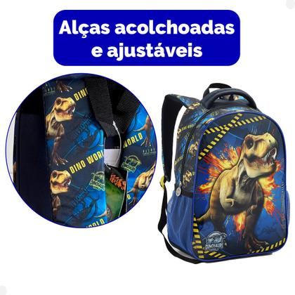 Imagem de Mochila Escolar Infantil Dinossauro Seanite Menino Cor Azul