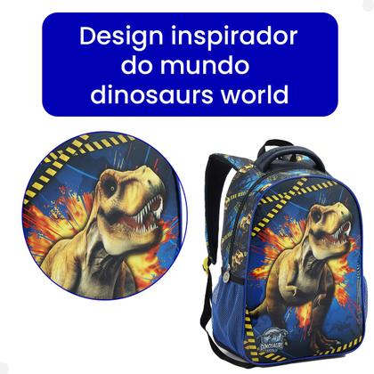 Imagem de Mochila Escolar Infantil Dinossauro Seanite Menino Cor Azul