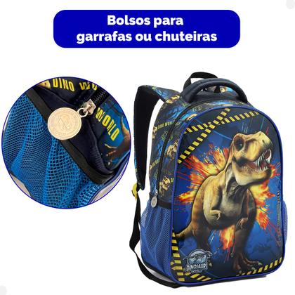 Imagem de Mochila Escolar Infantil Dinossauro Seanite Menino Cor Azul