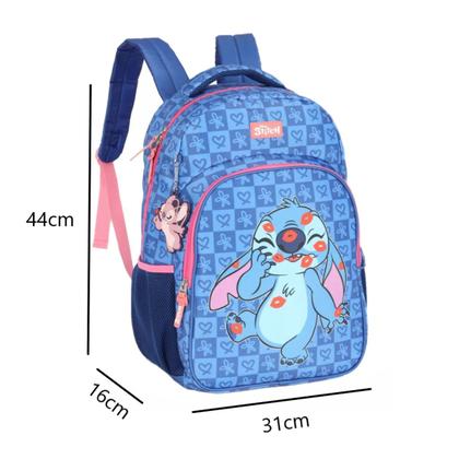 Imagem de Mochila Escolar Infantil Feminina Costa Stitch Azul e Estojo