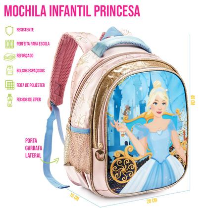 Imagem de Mochila Escolar Infantil Feminina Princesa Meninas Passeio