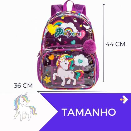 Imagem de Mochila Escolar Infantil Feminina Unicórnio