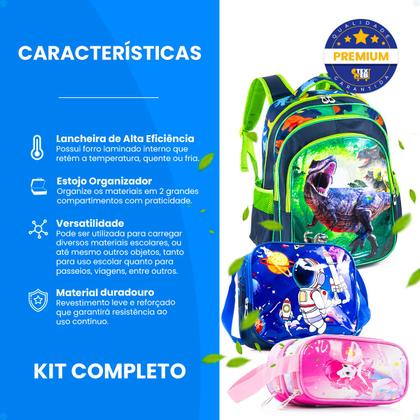 Imagem de Mochila Escolar Infantil Grande Costas Kit Lancheira Estojo