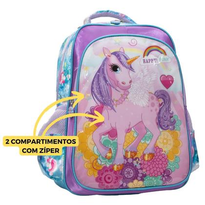 Imagem de Mochila Escolar Infantil Happy Pony Meninas Yins