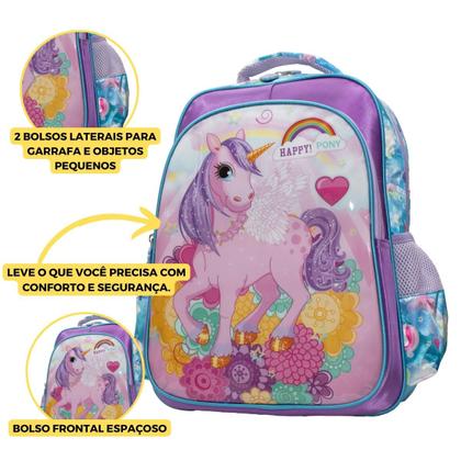 Imagem de Mochila Escolar Infantil Happy Pony Meninas Yins