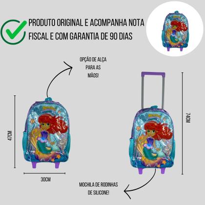 Imagem de Mochila Escolar Infantil + Lancheira + Estojo Pequena Sereia Clio SR23110