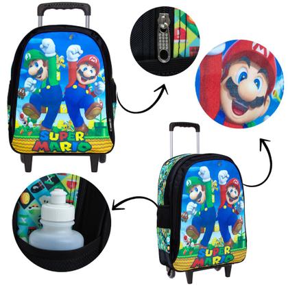 Imagem de Mochila Escolar Infantil Mario Bross Com Rodinhas