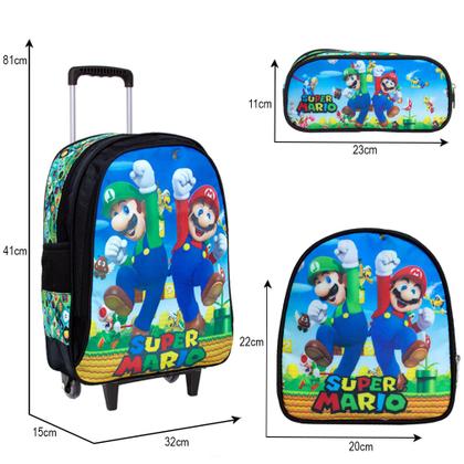 Imagem de Mochila Escolar Infantil Mario Bross Com Rodinhas