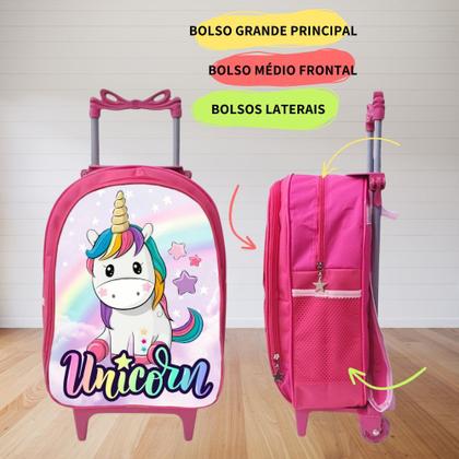 Imagem de Mochila Escolar Infantil Rodinha Feminina Menina- Unicórnio