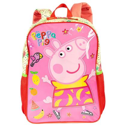 Imagem de Mochila Escolar Infantil Tam G Menina Peppa Fruits Oficial Sestini Rosa