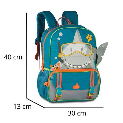 Imagem de Mochila Escolar Infantil Tubarão Bolsa Escolar de costas