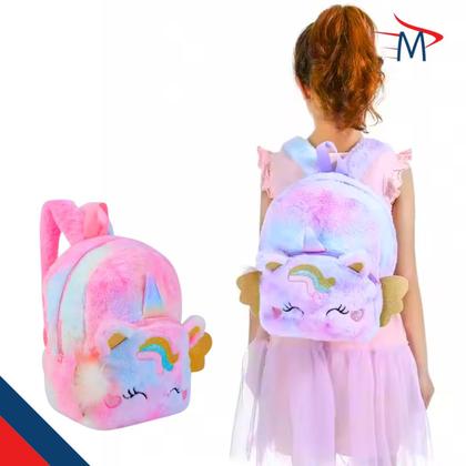 Imagem de Mochila Escolar Infantil Unicórnio e Mochila Passeio Pelucia