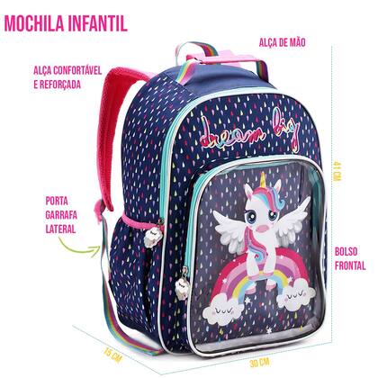 Imagem de Mochila Escolar Infantil Unicórnio Menina Menino Passeio