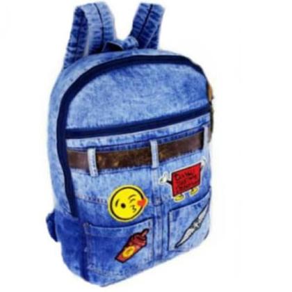 Imagem de Mochila Escolar Jeans Super Atual Em Estilo Patches Tw707