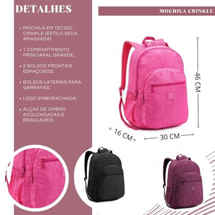 Imagem de Mochila Escolar Juvenil Bolsa Grande Feminina Menina Crinkle