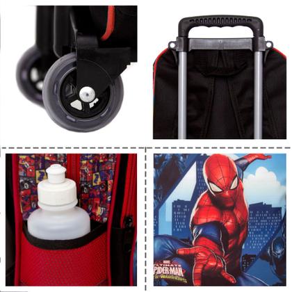 Imagem de Mochila Escolar Juvenil de Rodinha Masculina Homem Aranha