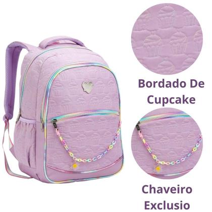 Imagem de Mochila Escolar Juvenil Feminina Matelassê