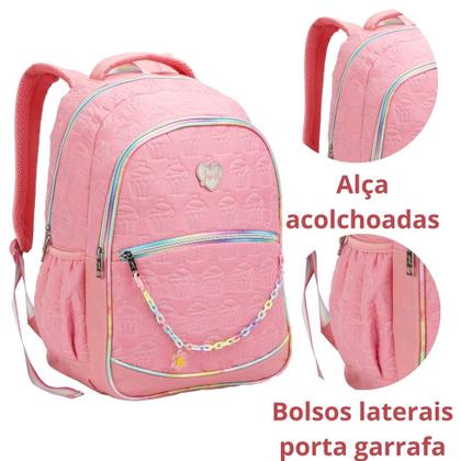 Imagem de Mochila Escolar Juvenil Feminina Matelassê