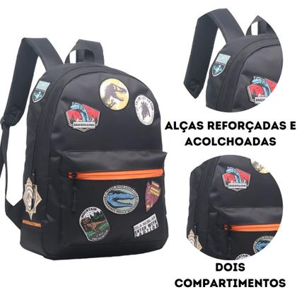 Imagem de Mochila Escolar Juvenil Impermeavel Patches