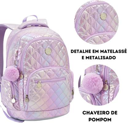 Imagem de Mochila Escolar Juvenil Matelassê Metalizada