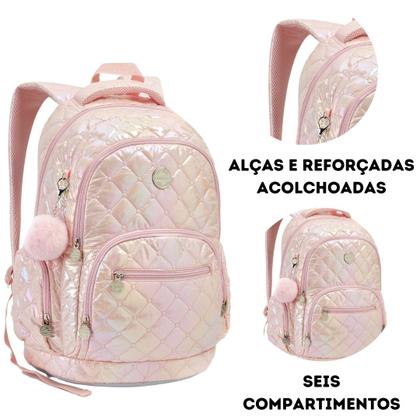 Imagem de Mochila Escolar Juvenil Matelassê Metalizada