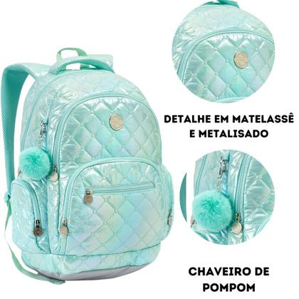 Imagem de Mochila Escolar Juvenil Matelassê Metalizada