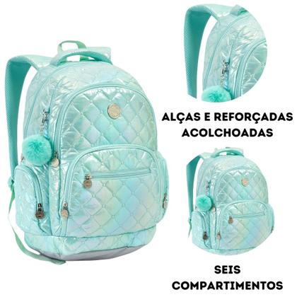 Imagem de Mochila Escolar Juvenil Matelassê Metalizada