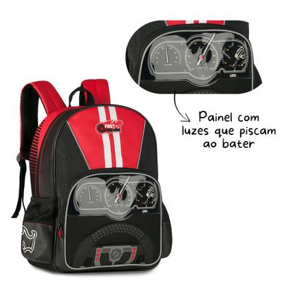 Imagem de Mochila Escolar Masculina Carros Bolsa Fast Machine Meninos