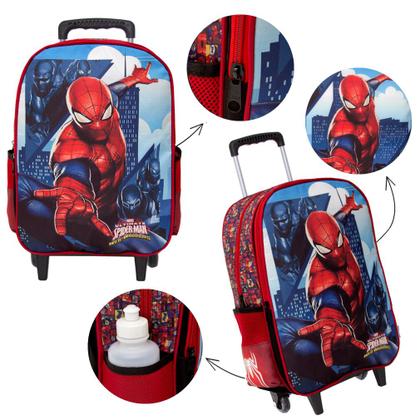 Imagem de Mochila Escolar Masculina de Rodinhas Homem Aranha Reforçada